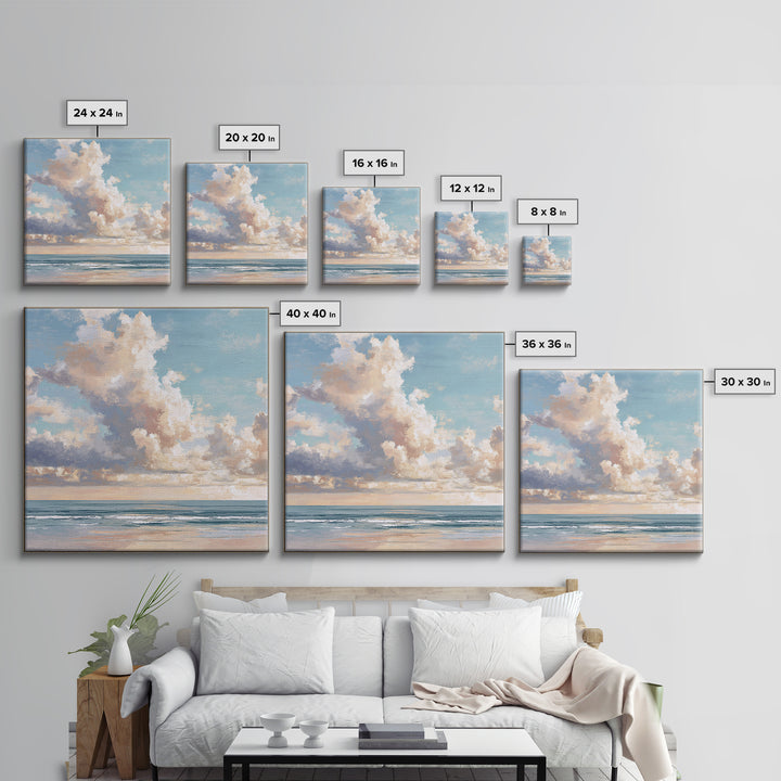 Classic Seascape with Dramatic Clouds Canvas Print, Wall Art, Art, Living Room Decor, Fine Art, Wall Clock, Large Wall Art, WAL-1x1-99