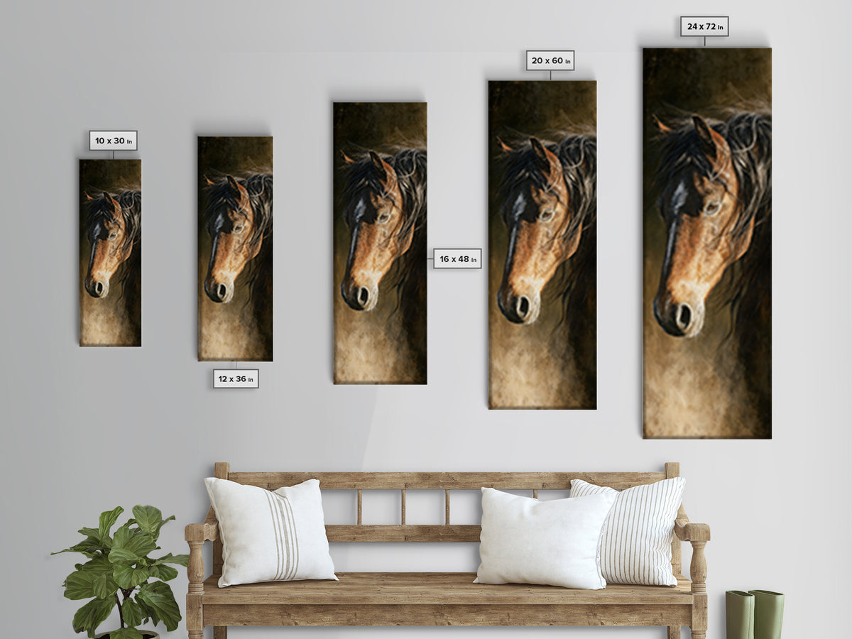 Wild Horse Portrait Canvas Print, Wall Art, Abstract Wall Art, Living Room Decor, Fine Art, Contemporary Art, WAL-1x3-1
