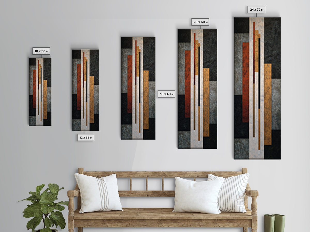 Modern Geometric Composition for Living Spaces Canvas Print, Wall Art, Home Decor, Living Room Decor, Abstract Art, WAL-1x3-16
