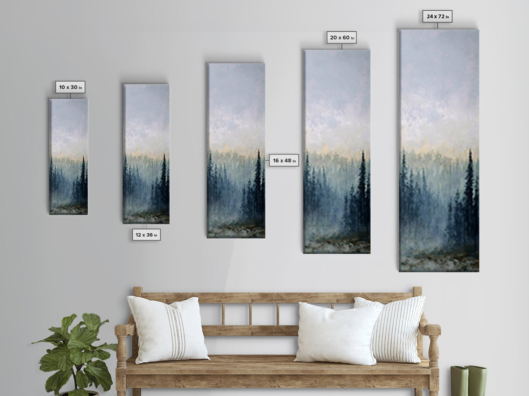 Moody Forest Landscape Canvas Print, Wall Art, Prints Wall Art, Living Room Decor, Oil Painting, Textured Painting, WAL-1x3-22