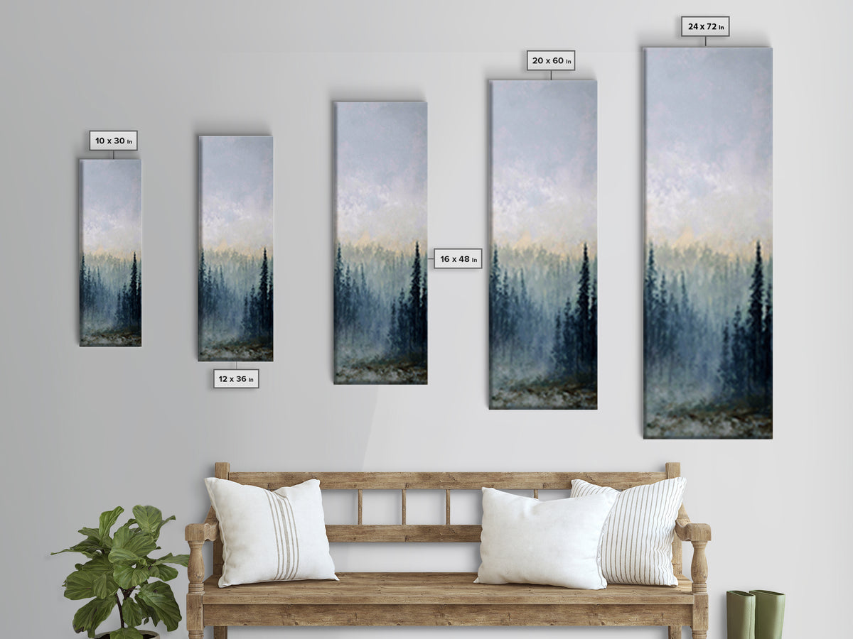 Moody Forest Landscape Canvas Print, Wall Art, Prints Wall Art, Living Room Decor, Oil Painting, Textured Painting, WAL-1x3-22