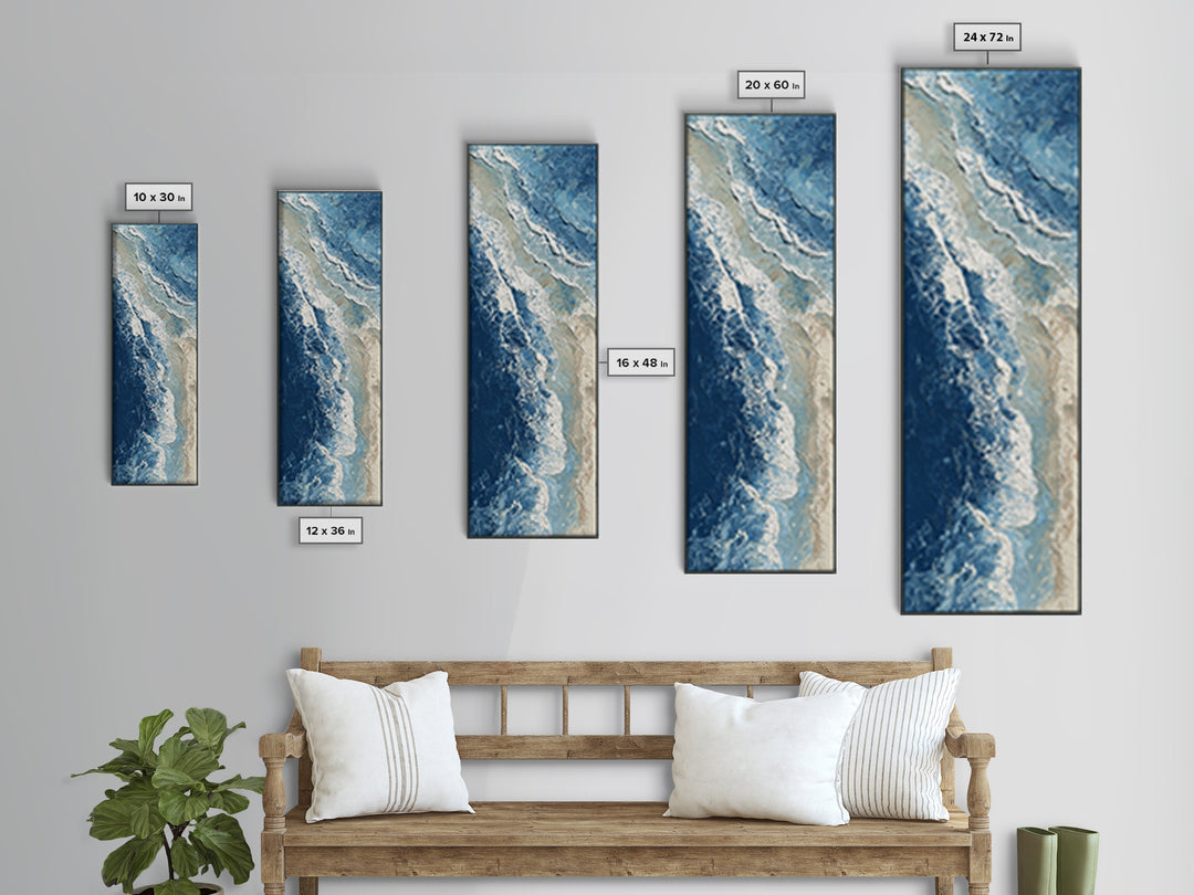 Coastal Aerial Water Study Canvas Print, Wall Art, Digital Wall Art, Living Room Decor, Fine Art, Wood Wall Art, WAL-1x3-23