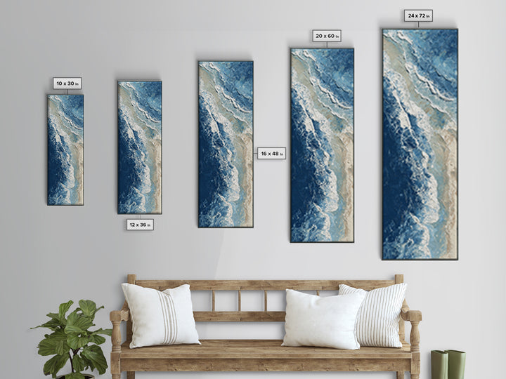 Coastal Aerial Water Study Canvas Print, Wall Art, Digital Wall Art, Living Room Decor, Fine Art, Wood Wall Art, WAL-1x3-23