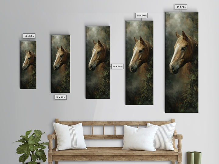 Wild Horse Portrait Canvas Print, Wall Art, Canvas, Living Room Decor, Oil Painting, Canvas Wall Art, Abstract Art, WAL-1x3-25