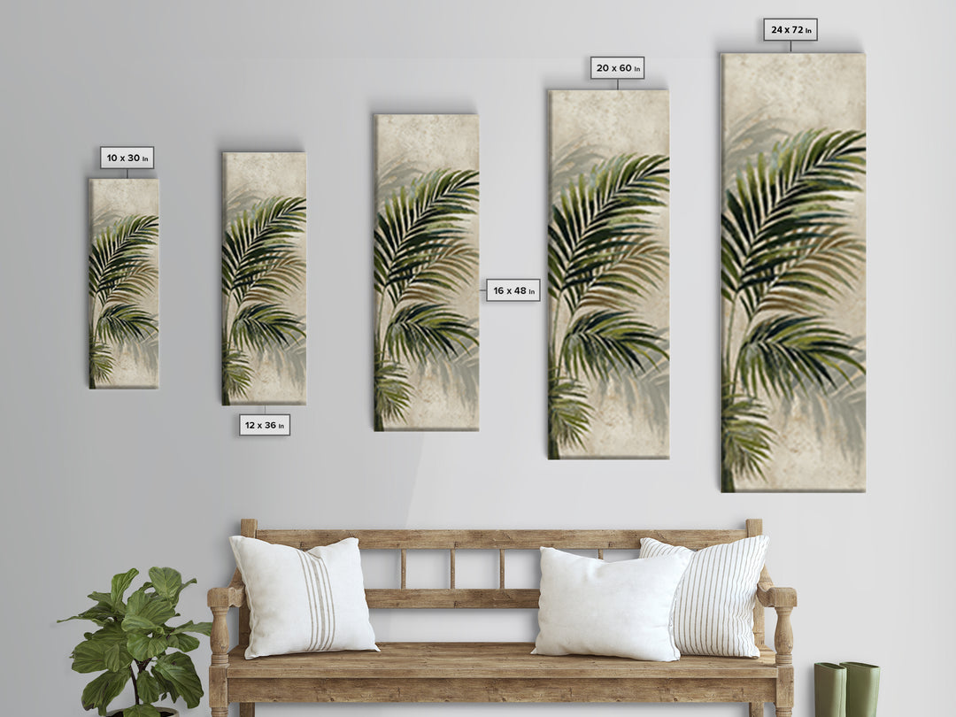 Tropical Palm Leaf Painting Framed Canvas Print, Wall Art, Minimalist Decor, Living Room Decor, Oil Painting, WAL-1x3-4