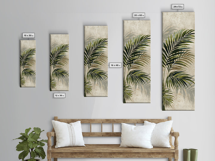 Tropical Palm Leaf Painting Framed Canvas Print, Wall Art, Minimalist Decor, Living Room Decor, Oil Painting, WAL-1x3-4