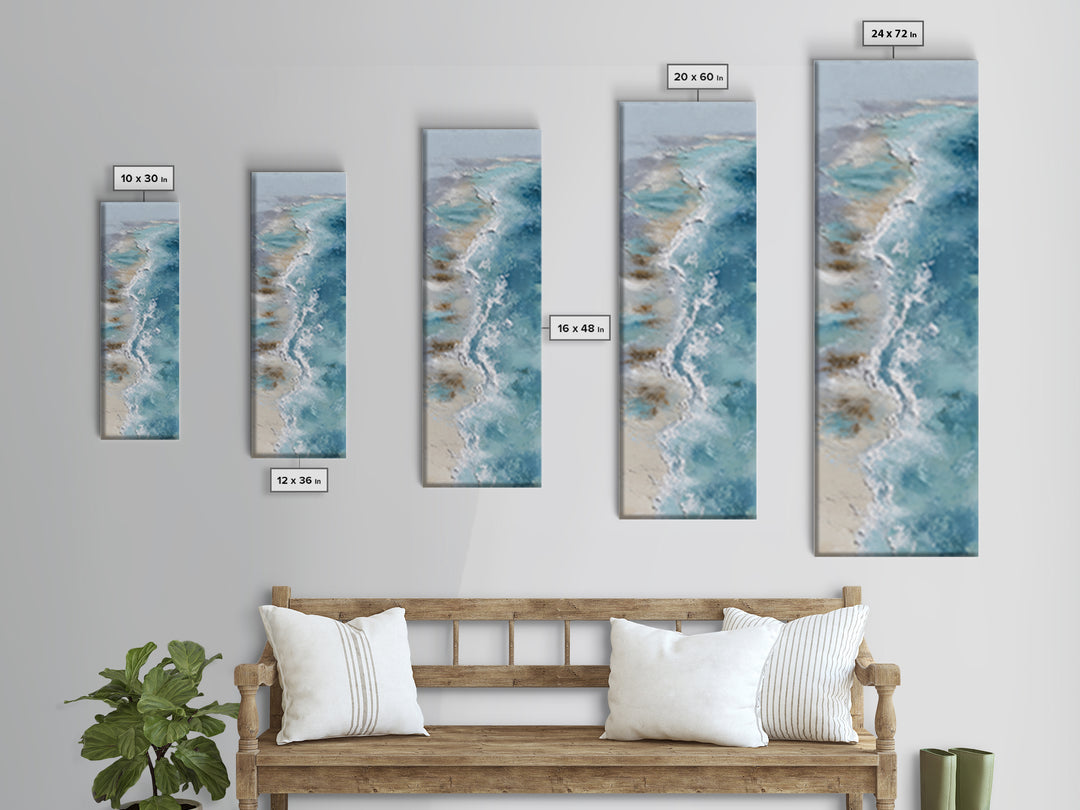 Coastal Aerial Water Study Framed Canvas Print, Wall Art, Home Decor Gift, Living Room Decor, Fine Art, Neutral Decor, WAL-1x3-47