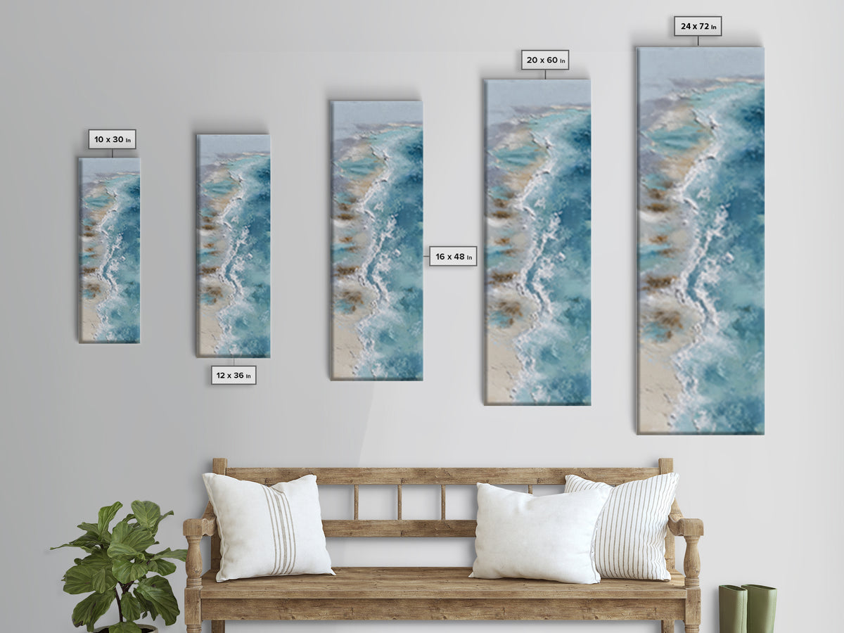 Coastal Aerial Water Study Framed Canvas Print, Wall Art, Home Decor Gift, Living Room Decor, Fine Art, Neutral Decor, WAL-1x3-47