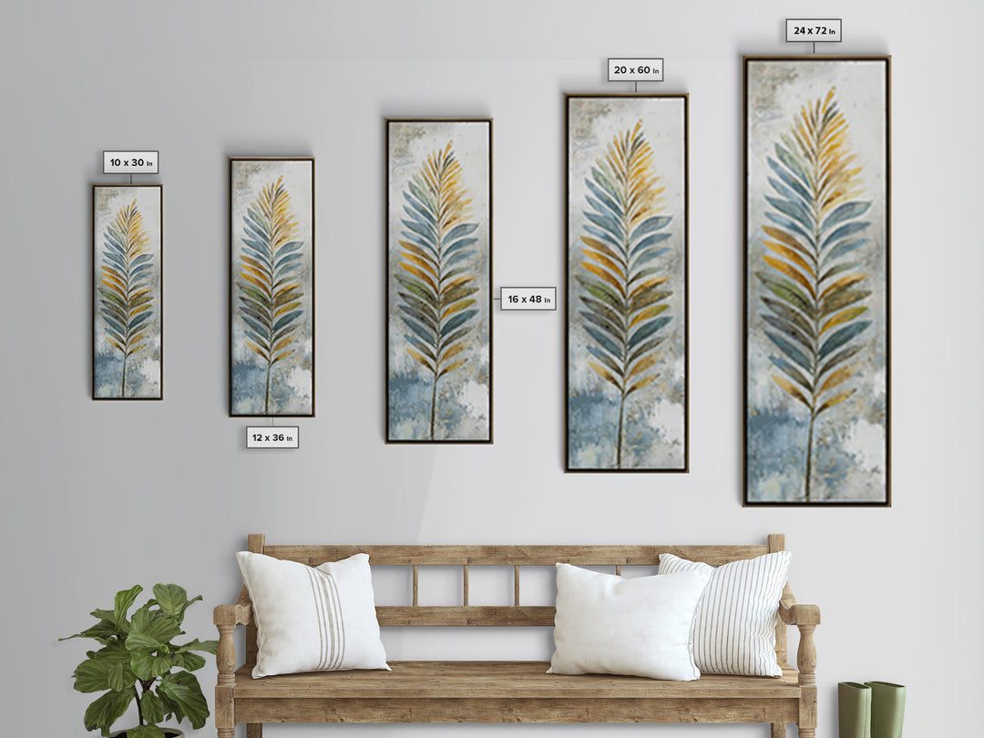 Tropical Palm Leaf Painting Framed Canvas Print, Wall Art, Canvas, Living Room Decor, Watercolor Art, Canvas Wall Art, WAL-1x3-52
