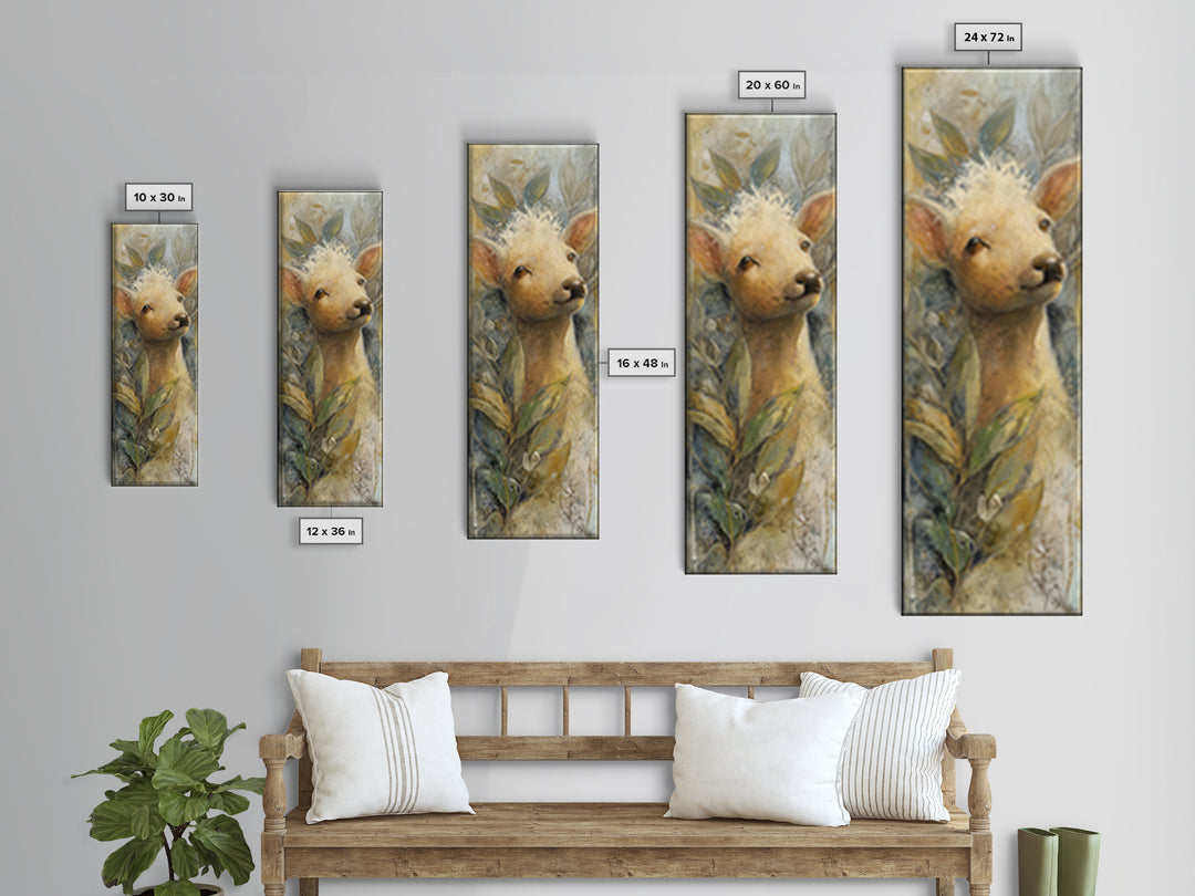 Whimsical Animal Portrait Canvas Print, Wall Art, Canvas Wall Art, Living Room Decor, Fine Art, Statement Artwork, WAL-1x3-59