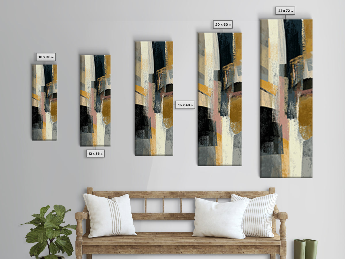 Statement Abstract with Bold Layered Brushwork Framed Canvas Print, Wall Art, Wall Decor, Living Room Decor, Abstract Art, WAL-1x3-61