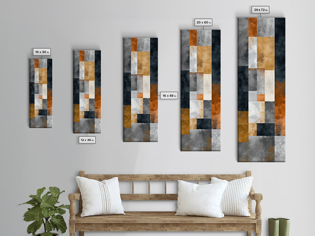 Modern Geometric Composition for Living Spaces Framed Canvas Print, Wall Art, Wall Hanging, Living Room Decor, Abstract Art, WAL-1x3-64
