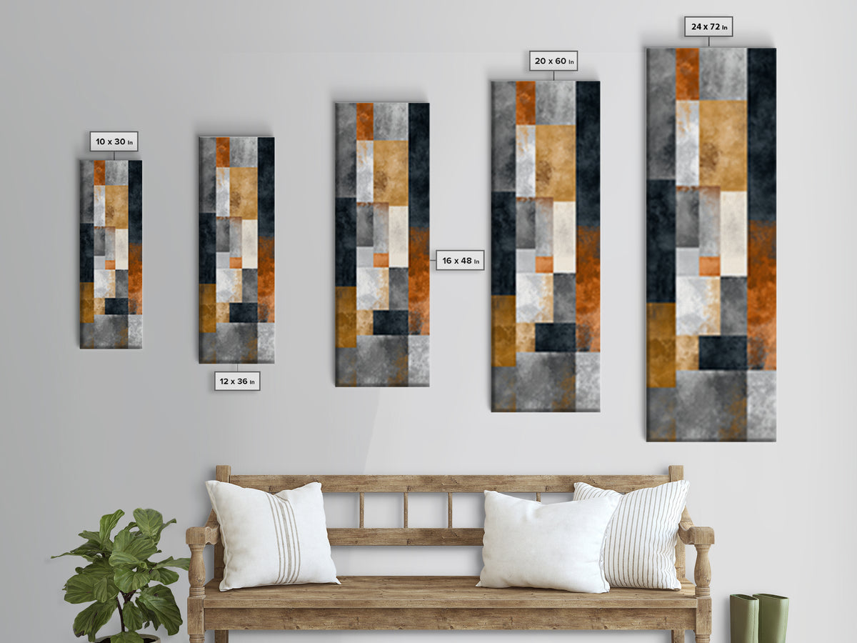 Modern Geometric Composition for Living Spaces Framed Canvas Print, Wall Art, Wall Hanging, Living Room Decor, Abstract Art, WAL-1x3-64