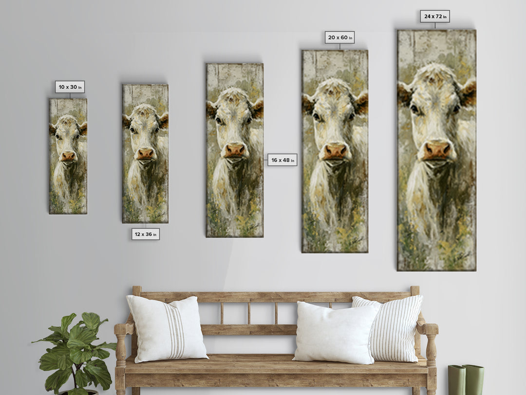 Rustic Farmhouse Cow Portrait Canvas Print, Wall Art, Canvas, Living Room Decor, Oil Painting, Canvas Wall Art, WAL-1x3-7