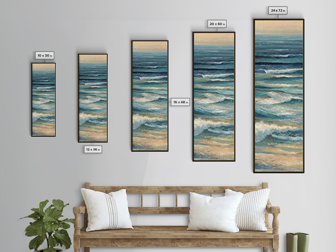Coastal Aerial Water Study Framed Canvas Print, Wall Art, Gallery Decor, Living Room Decor, Fine Art, Home Decor, WAL-1x3-71