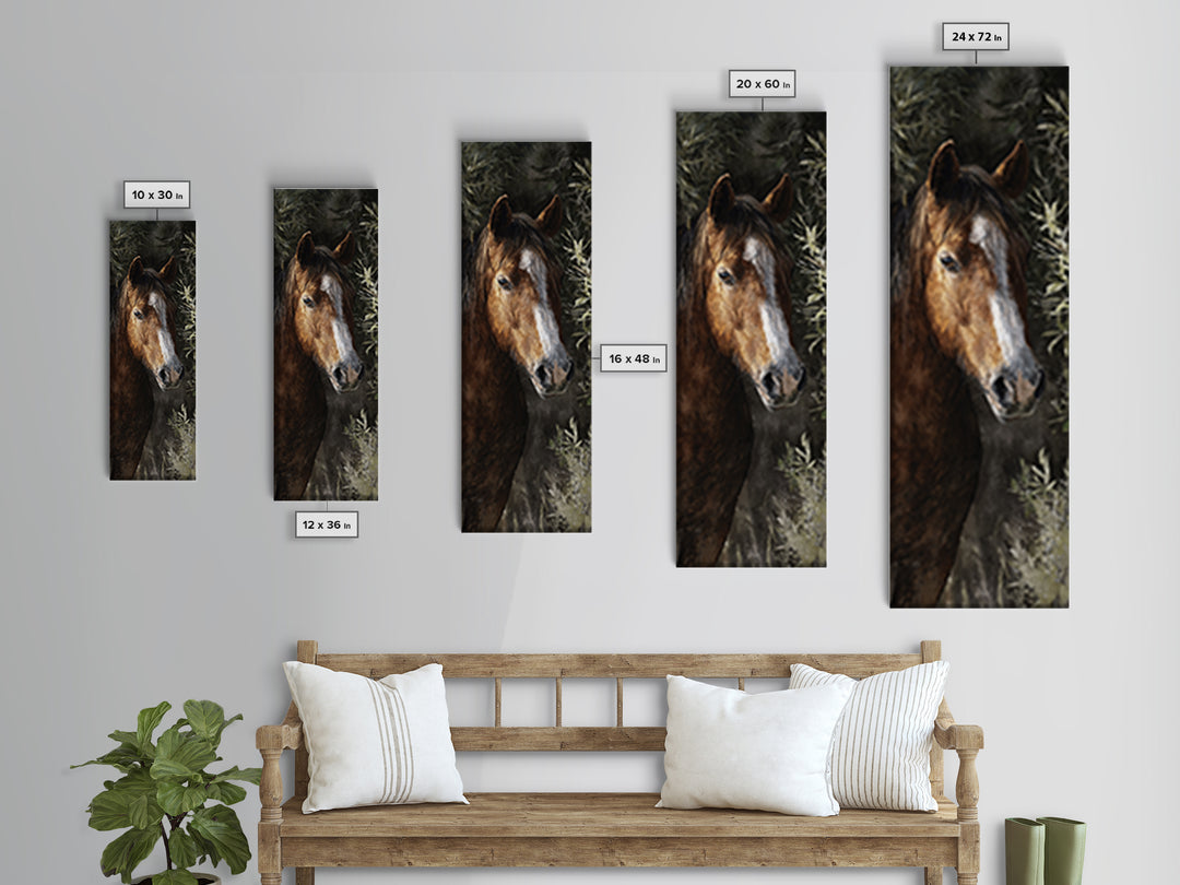 Wild Horse Portrait Canvas Print, Wall Art, Metal Wall Art, Living Room Decor, Fine Art, Digital Print, Wood Wall Art, WAL-1x3-73