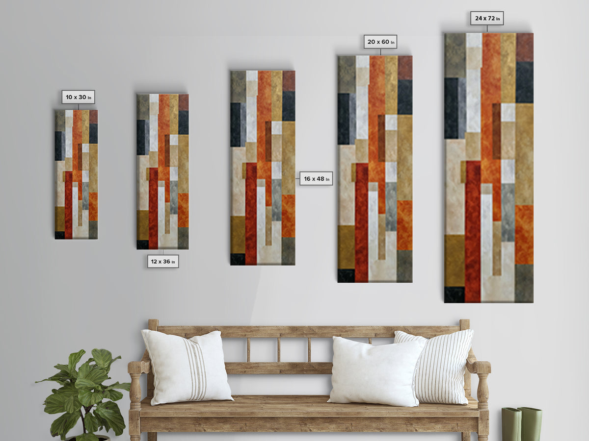 Modern Geometric Composition for Living Spaces Canvas Print, Wall Art, Textured Wall Art, Living Room Decor, Abstract Art, WAL-1x3-88