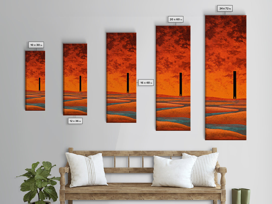 Desert Landscape in Warm Terracotta Tones Framed Canvas Print, Wall Art, Boho Decor, Living Room Decor, Fine Art, WAL-1x3-91