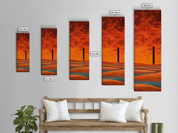 Desert Landscape in Warm Terracotta Tones Framed Canvas Print, Wall Art, Boho Decor, Living Room Decor, Fine Art, WAL-1x3-91