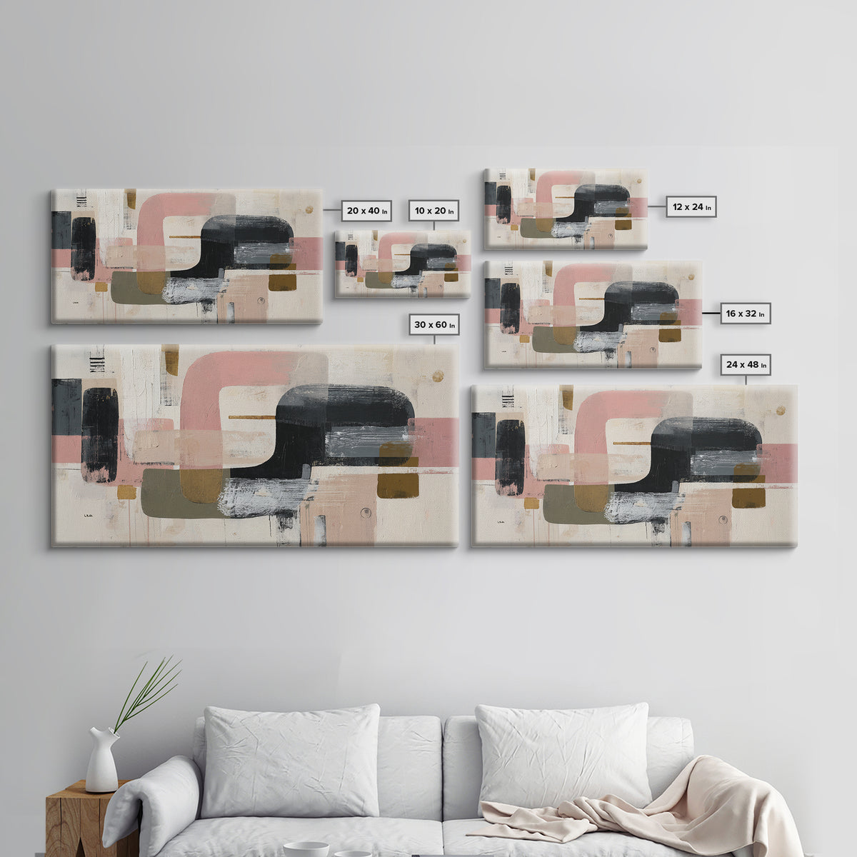 Statement Abstract with Bold Layered Brushwork Canvas Print, Wall Art, Heart, Living Room Decor, Fine Art, Home Decor Gift, WAL-2x1-21