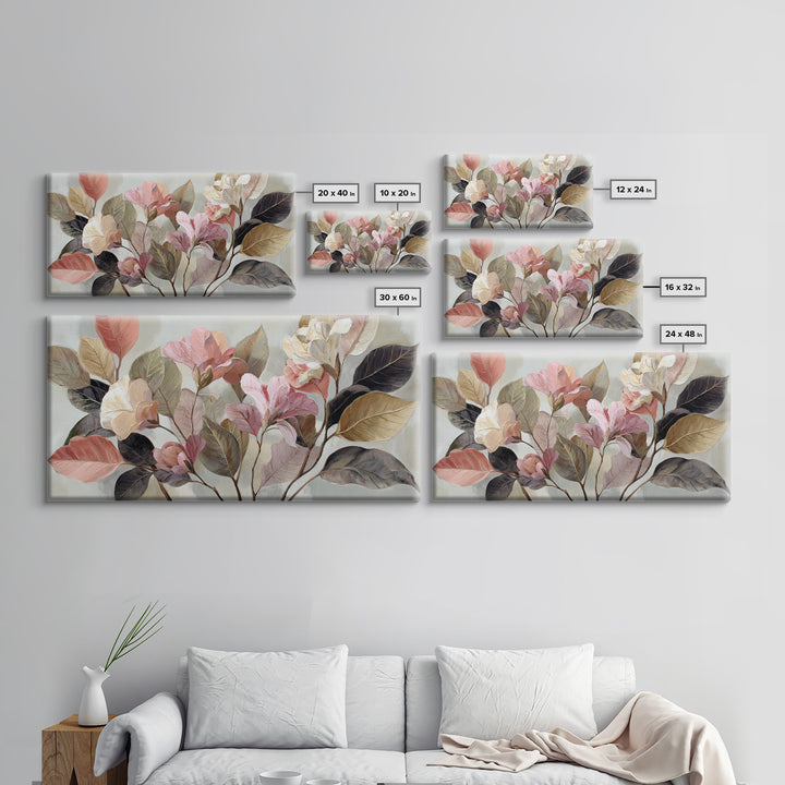 Large Botanical Print Canvas Print, Wall Art, Textured Painting, Living Room Decor, Fine Art, Wall Hangings, WAL-2x1-22