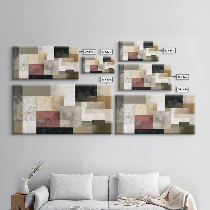 Modern Geometric Composition for Living Spaces Framed Canvas Print, Wall Art, Minimalist Decor, Living Room Decor, Fine Art, WAL-2x1-24