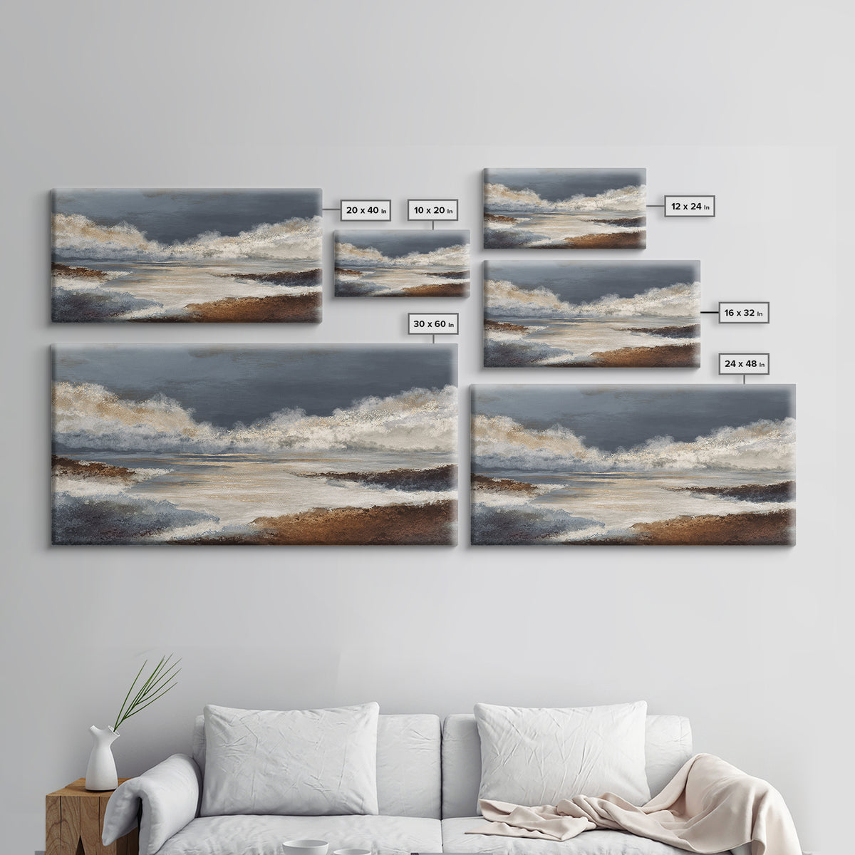 Mid Century Color Block Composition Canvas Print, Wall Art, Living Room Decor, Oil Painting, Metal Wall Art, WAL-2x1-32