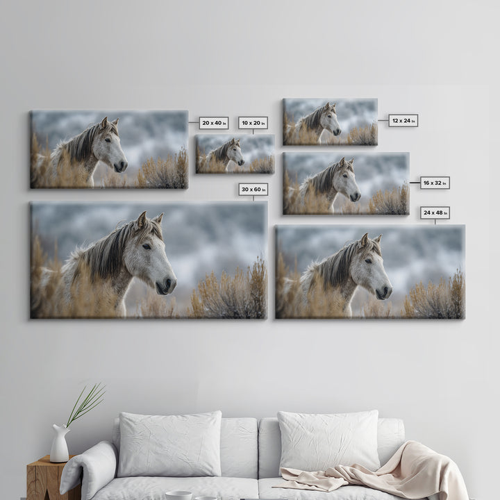 Wild Horse Portrait Framed Canvas Print, Wall Art, Wall Decor, Living Room Decor, Fine Art, Large Wall Art, Art Deco, WAL-2x1-33