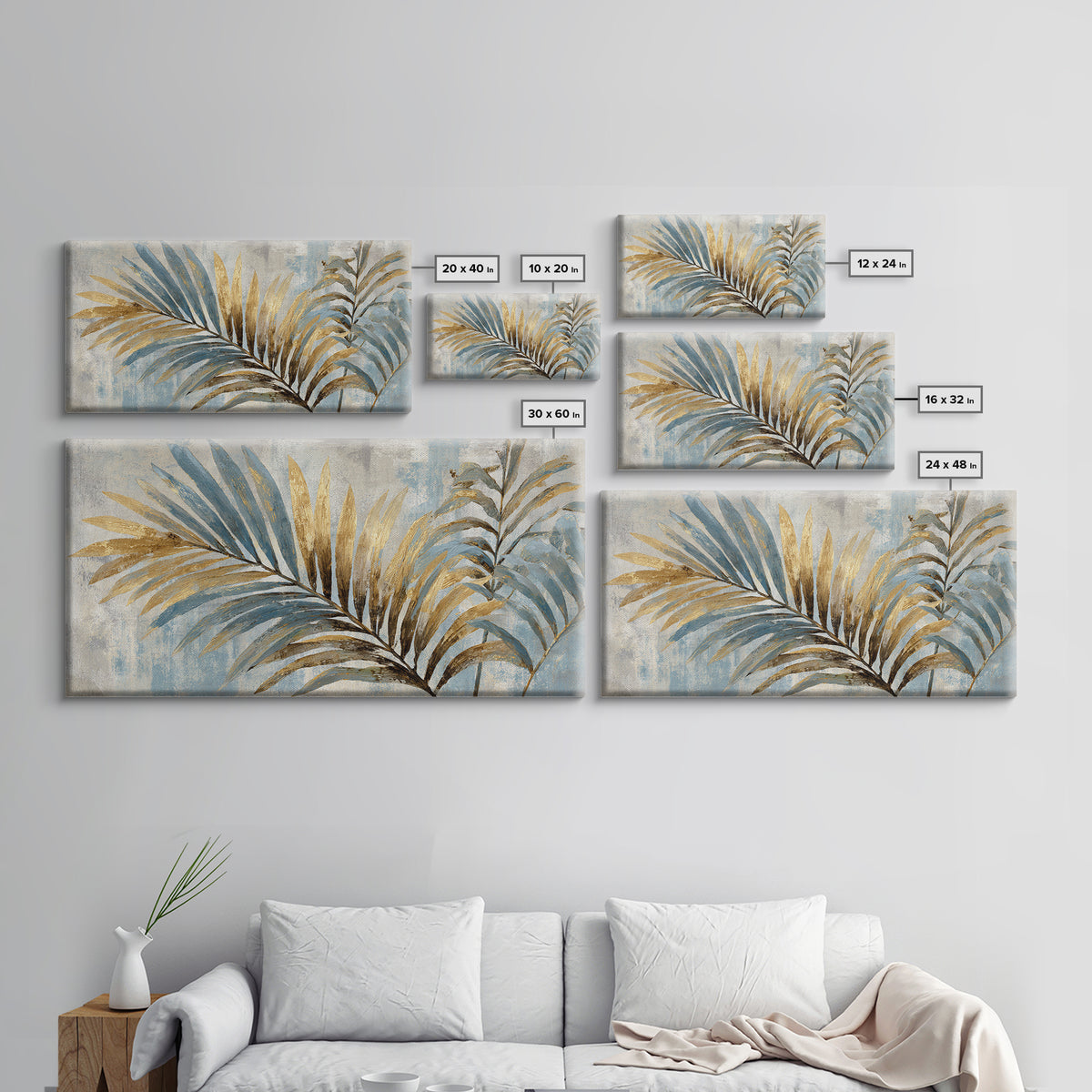 Tropical Palm Leaf Painting Canvas Print, Wall Art, Home Decor, Living Room Decor, Fine Art, Digital Wall Art, WAL-2x1-36