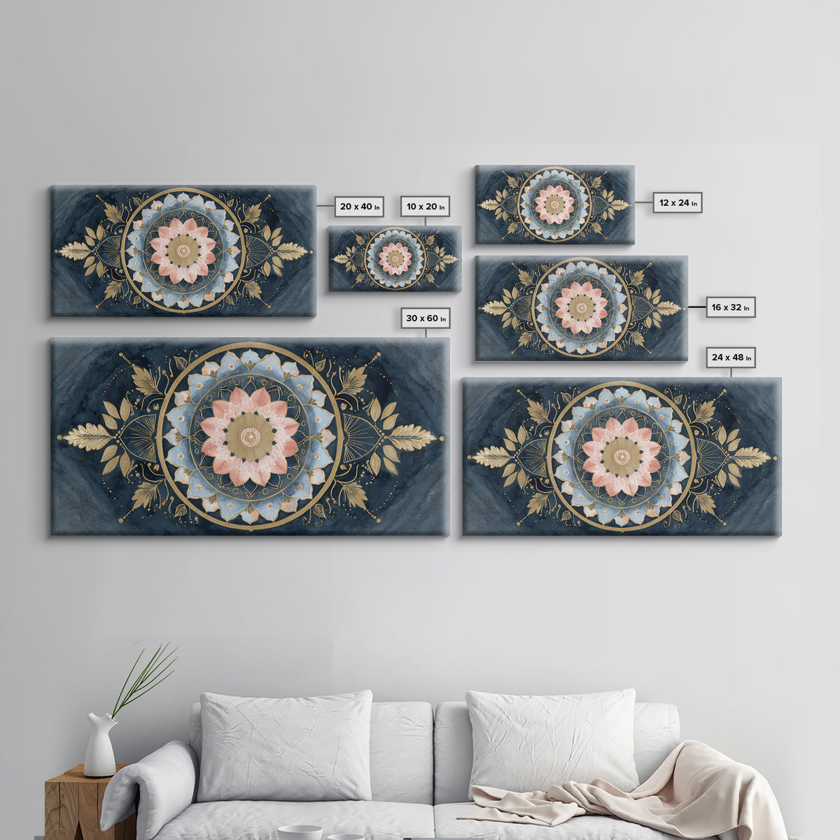 Sacred Geometry Mandala Canvas Print, Wall Art, Art Print, Living Room Decor, Fine Art, Wall Hanging, Home Decor Gift, WAL-2x1-41