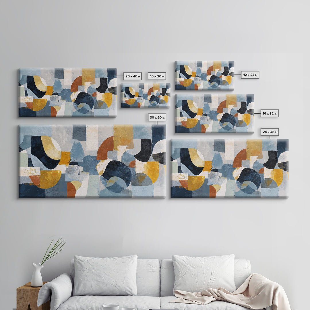 Statement Abstract with Bold Layered Brushwork Framed Canvas Print, Wall Art, Metal Wall Art, Living Room Decor, Fine Art, WAL-2x1-45