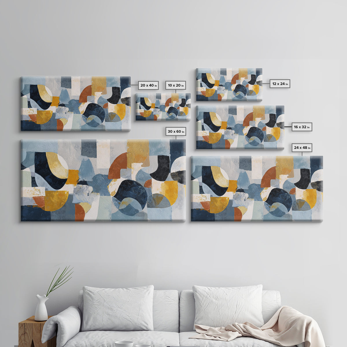 Statement Abstract with Bold Layered Brushwork Framed Canvas Print, Wall Art, Metal Wall Art, Living Room Decor, Fine Art, WAL-2x1-45
