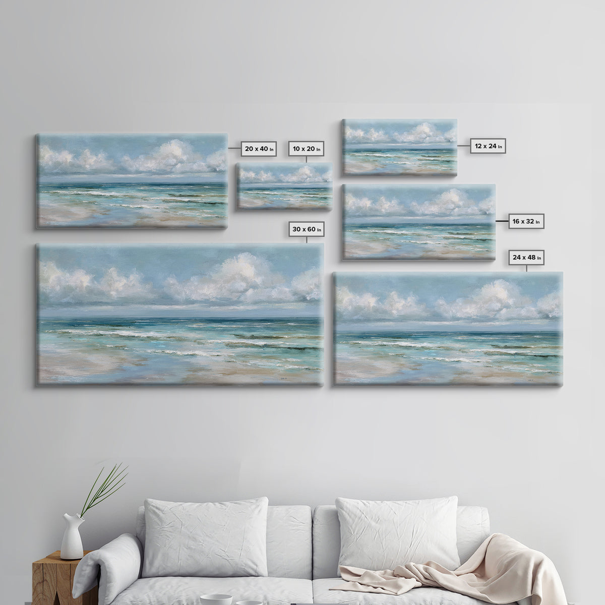 Classic Seascape with Dramatic Clouds Canvas Print, Wall Art, Wall Art for Mom, Living Room Decor, Oil Painting, WAL-2x1-47