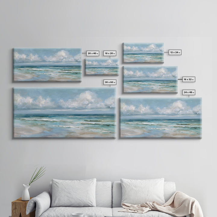 Classic Seascape with Dramatic Clouds Canvas Print, Wall Art, Wall Art for Mom, Living Room Decor, Oil Painting, WAL-2x1-47