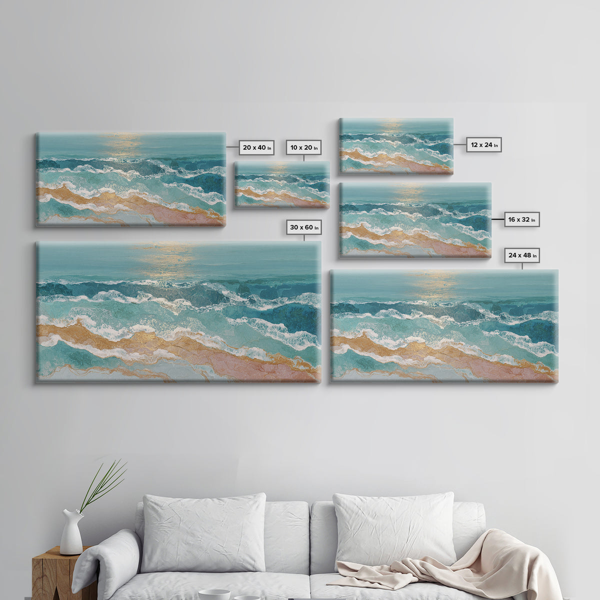 Coastal Aerial Water Study Framed Canvas Print, Wall Art, Large Wall Art, Living Room Decor, Fine Art, Abstract Wall Art, WAL-2x1-55