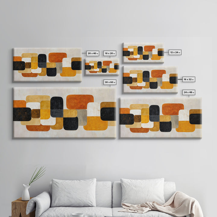 Mid Century Color Block Composition Framed Canvas Print, Wall Art, Art Print, Living Room Decor, Fine Art, Wall Hanging, WAL-2x1-56