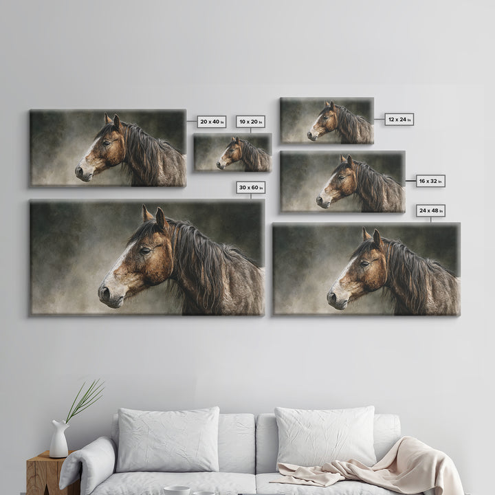Wild Horse Portrait Canvas Print, Wall Art, Canvas, Living Room Decor, Oil Painting, Canvas Wall Art, Abstract Art, WAL-2x1-57