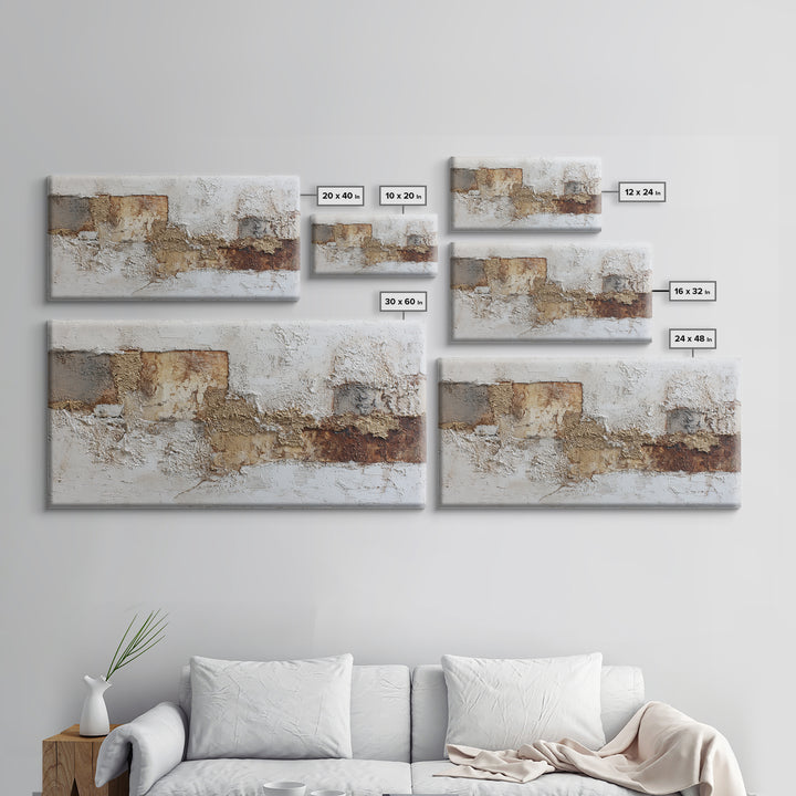 Luxury Neutral Plaster Texture Abstract Framed Canvas Print, Wall Art, Abstract Art, Living Room Decor, Boho Decor, WAL-2x1-59