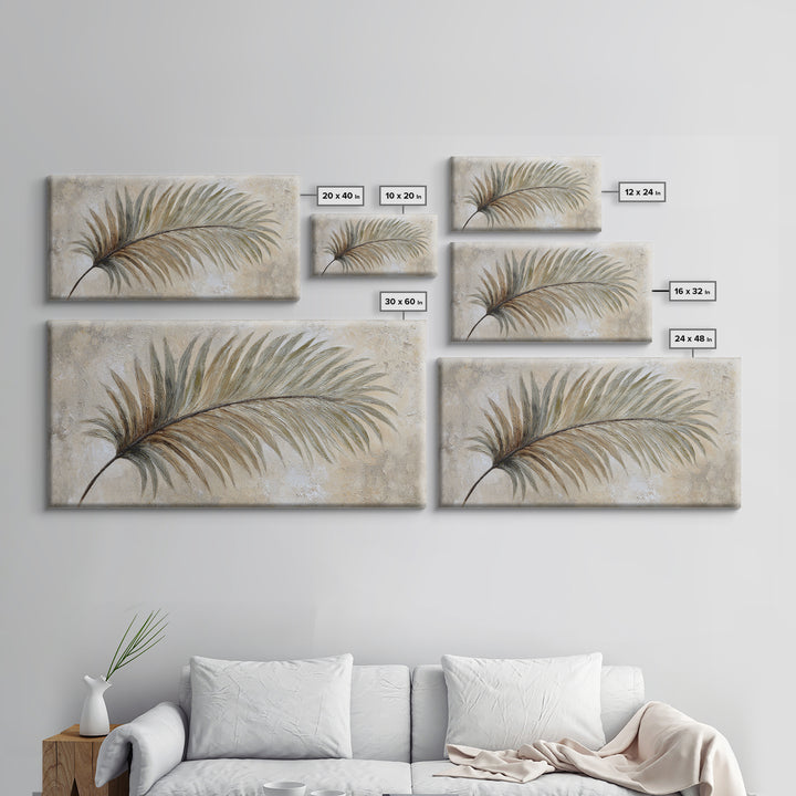Tropical Palm Leaf Painting Framed Canvas Print, Wall Art, Heart, Living Room Decor, Fine Art, Home Decor Gift, WAL-2x1-60