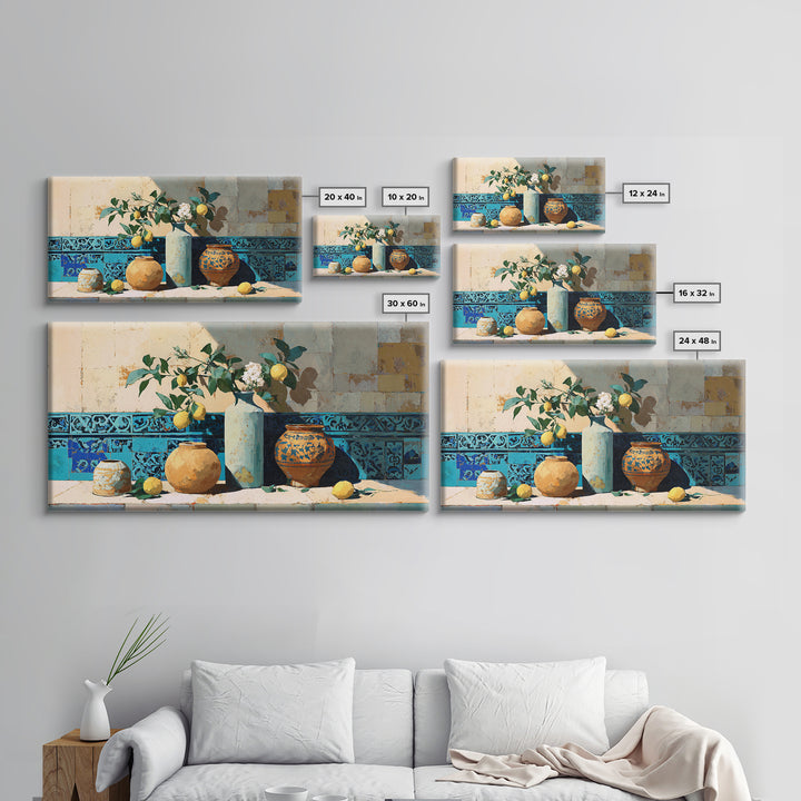 Mediterranean Lemon Branch Still Life Canvas Print, Wall Art, Home Decor, Living Room Decor, Fine Art, Digital Wall Art, WAL-2x1-66