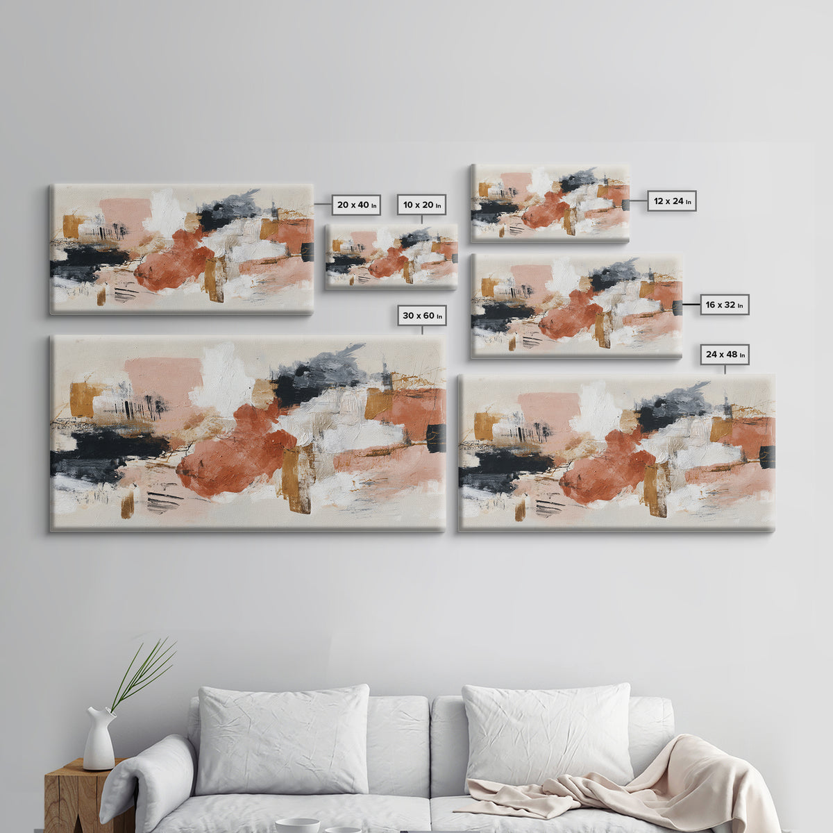 Statement Abstract with Bold Layered Brushwork Canvas Print, Wall Art, Wall Hanging, Living Room Decor, Abstract Art, WAL-2x1-69