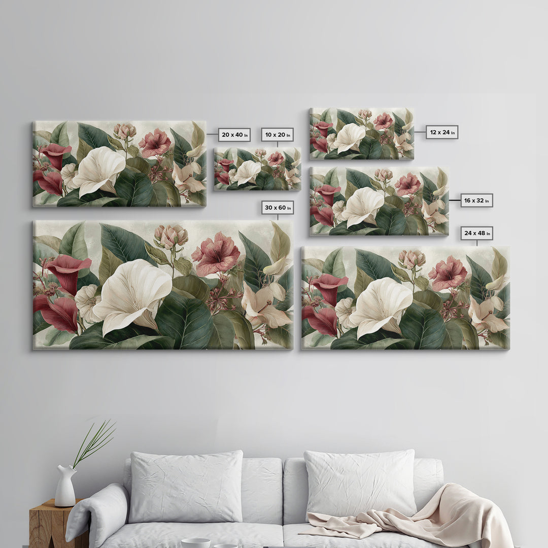 Large Botanical Print Canvas Print, Wall Art, Printable Wall Art, Living Room Decor, Oil Painting, Original Art, WAL-2x1-70