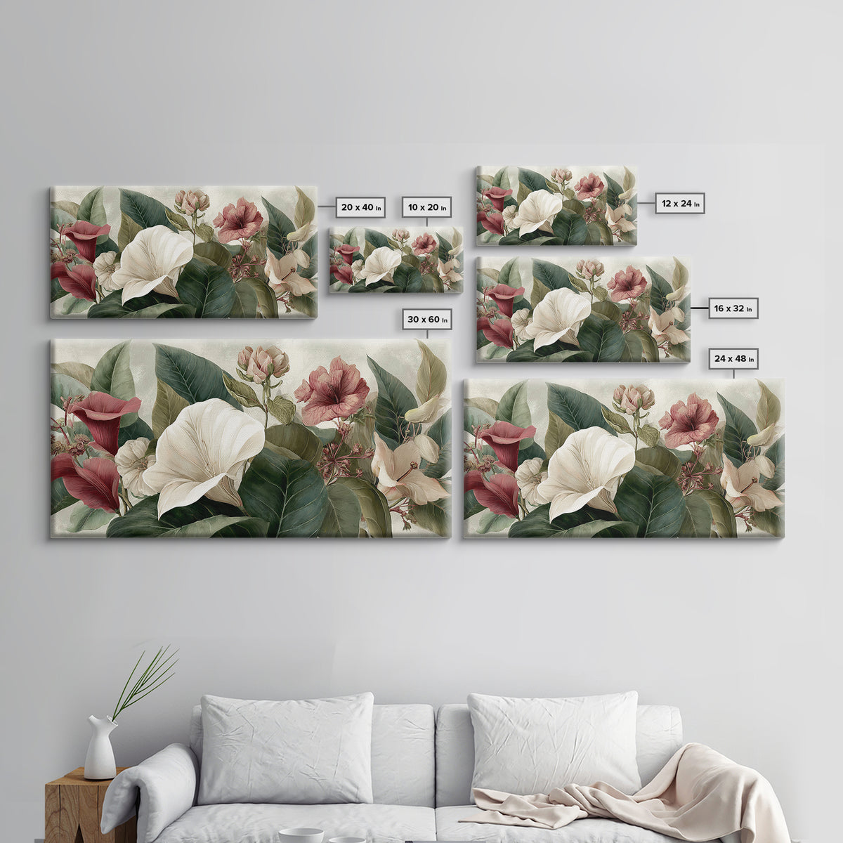 Large Botanical Print Canvas Print, Wall Art, Printable Wall Art, Living Room Decor, Oil Painting, Original Art, WAL-2x1-70