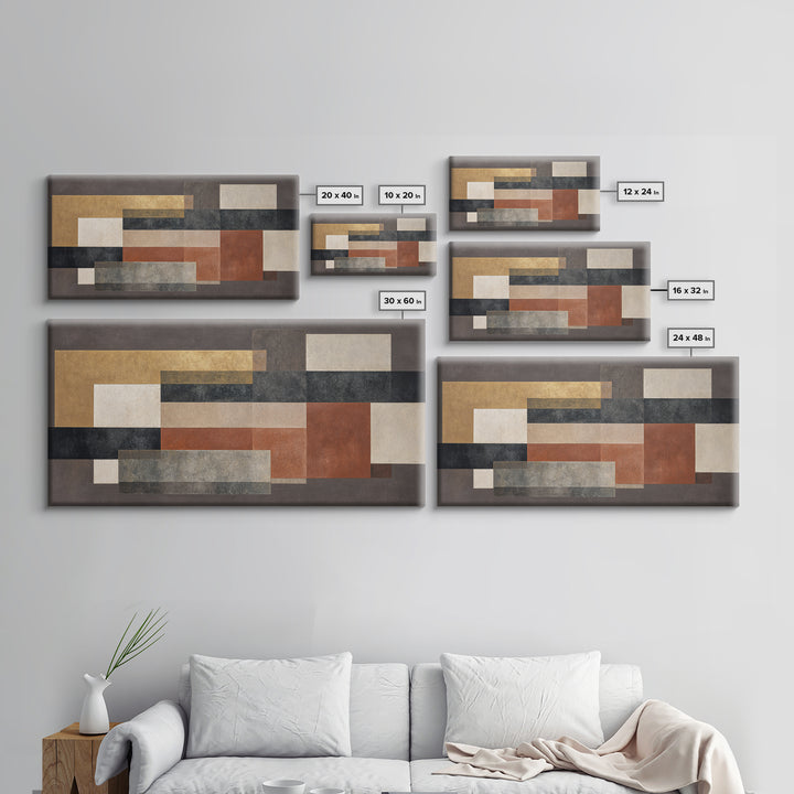 Modern Geometric Composition for Living Spaces Framed Canvas Print, Wall Art, Canvas, Living Room Decor, Abstract Art, WAL-2x1-72