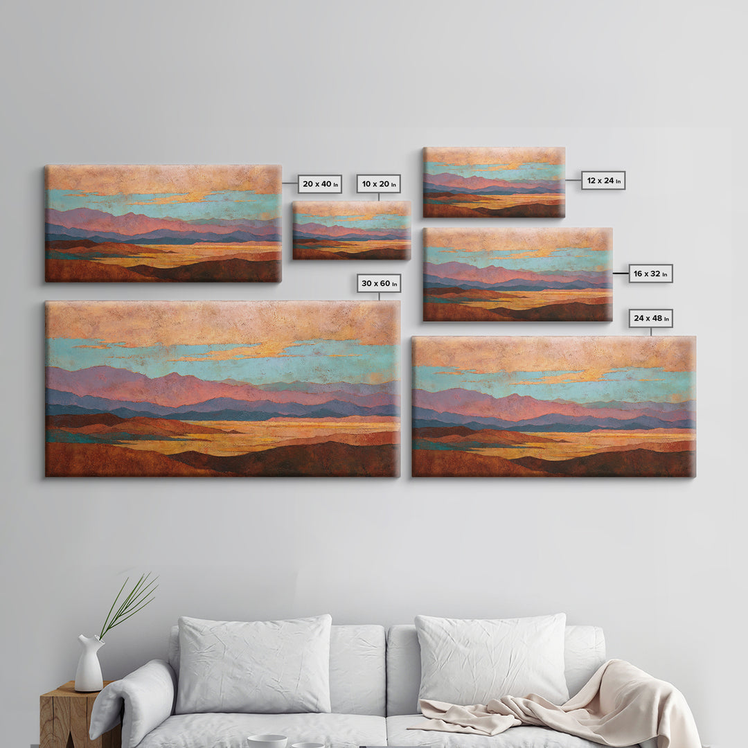 Desert Landscape in Warm Terracotta Tones Framed Canvas Print, Wall Art, Room Decor, Living Room Decor, Fine Art, WAL-2x1-75