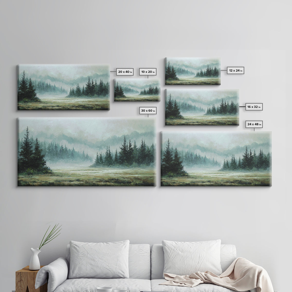 Moody Forest Landscape Canvas Print, Wall Art, Wall Decor, Living Room Decor, Fine Art, Large Wall Art, Art Deco, WAL-2x1-78