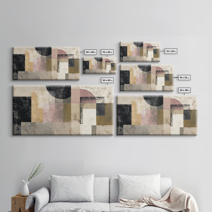 Luxury Neutral Plaster Texture Abstract Framed Canvas Print, Wall Art, Art, Living Room Decor, Fine Art, Wall Clock, WAL-2x1-83