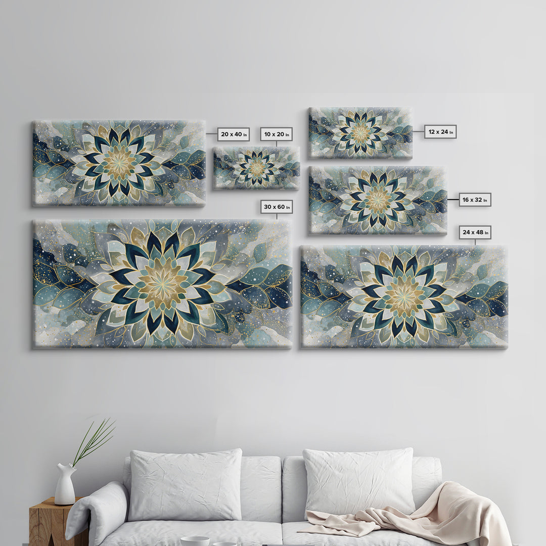 Sacred Geometry Mandala Canvas Print, Wall Art, Art Deco, Living Room Decor, Fine Art, Abstract Wall Art, Gallery Decor, WAL-2x1-89