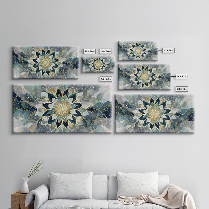Sacred Geometry Mandala Canvas Print, Wall Art, Art Deco, Living Room Decor, Fine Art, Abstract Wall Art, Gallery Decor, WAL-2x1-89