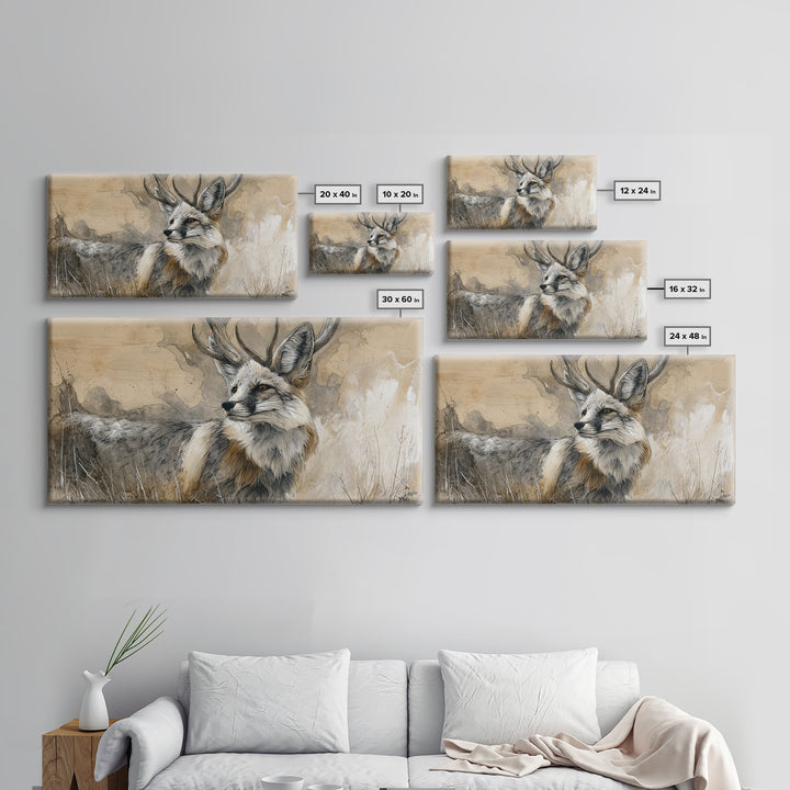 Whimsical Animal Portrait Framed Canvas Print, Wall Art, Wall Art Prints, Living Room Decor, Fine Art, Abstract Art, WAL-2x1-91